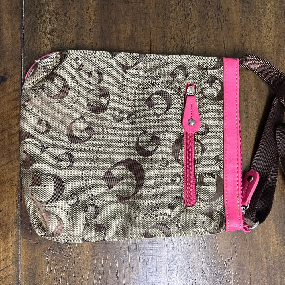 Guess Pink Studded Monogram Crossbody Bag Y2K Small Purse - Picture 5 of 8